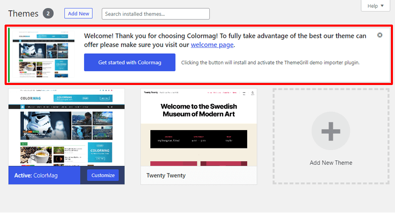 Welcome Text ColorMag