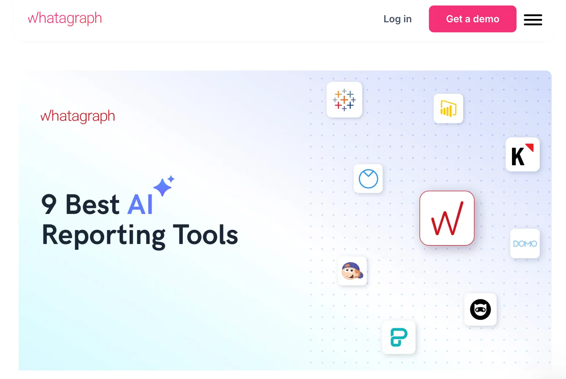 Whatagraph blog header for best ai reporting tools article.