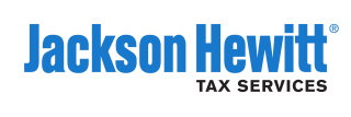 The Jackson Hewitt logo: The words "Jackson Hewitt" in blue on a white background, and "Tax Services" in black in all capital letters below it