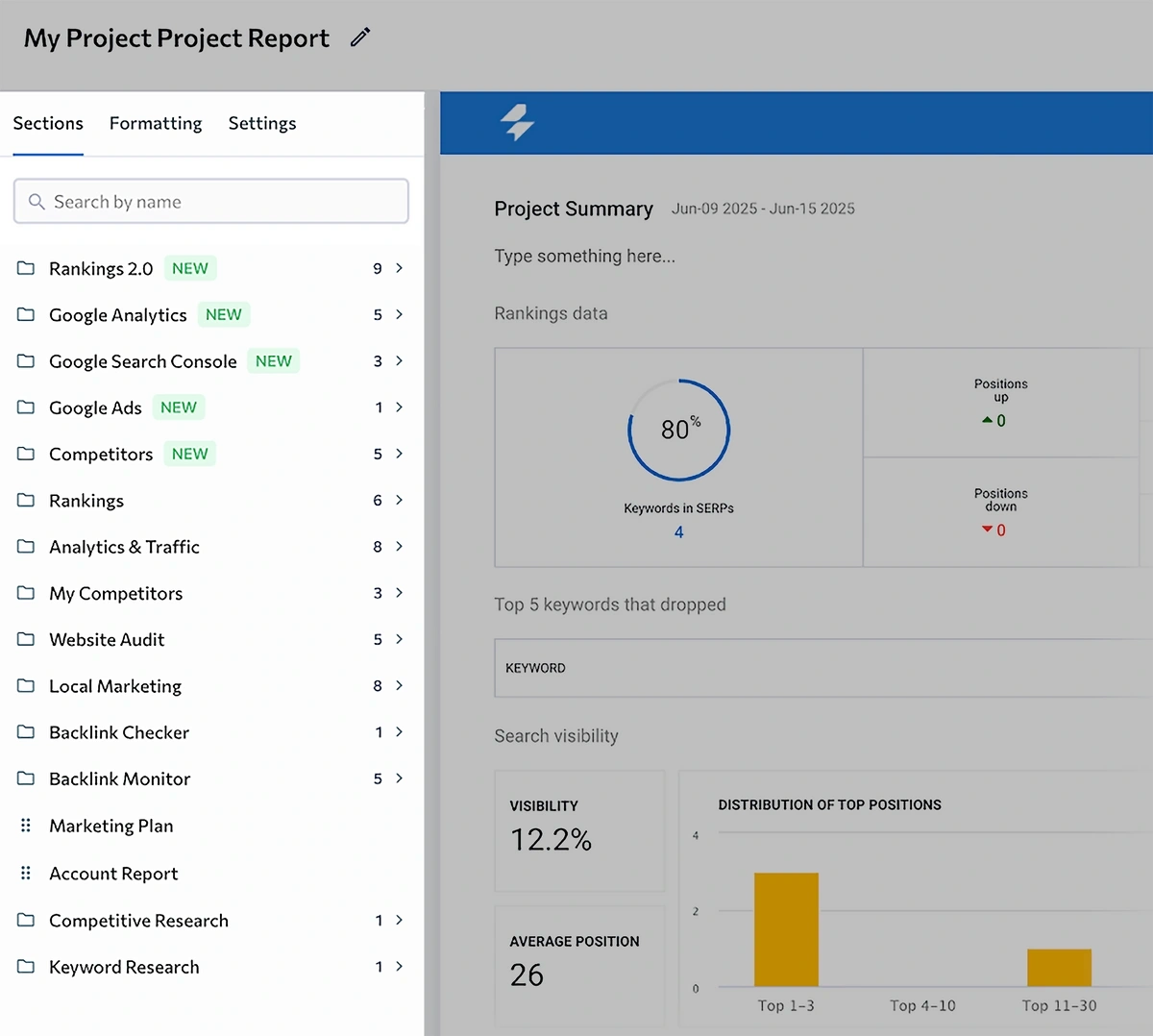 The SE Ranking Report Builder