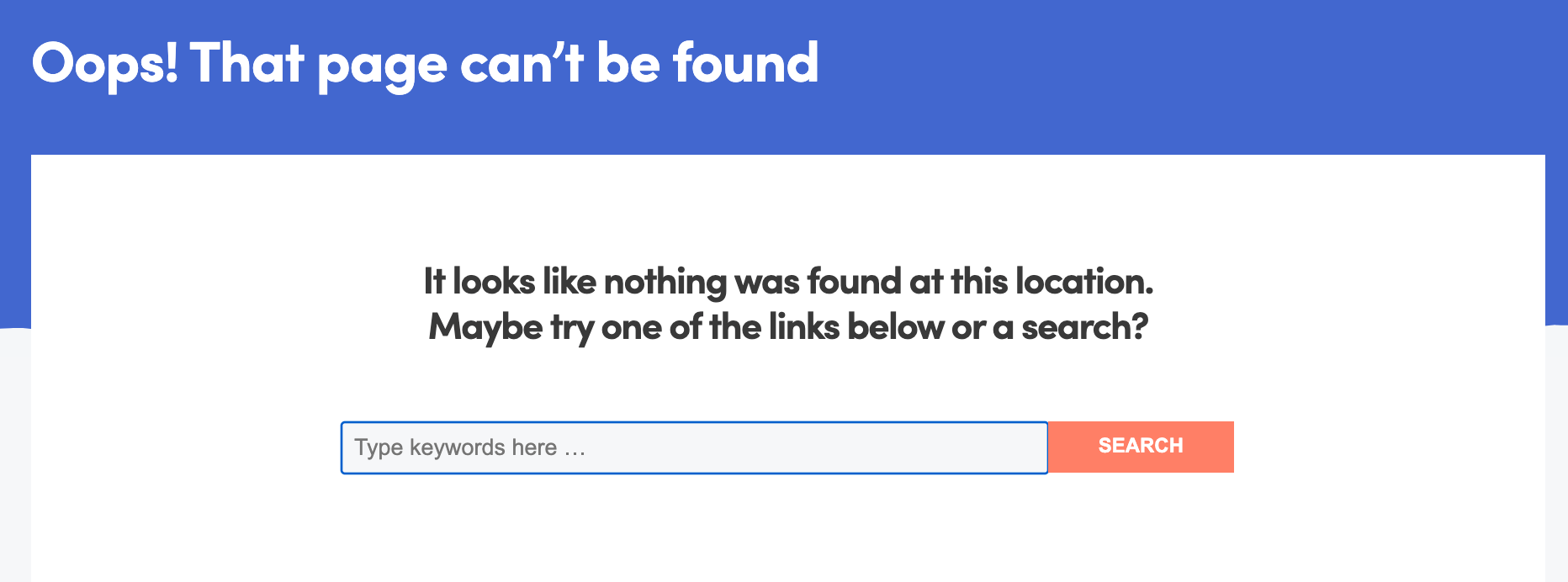 Example of a 404 page