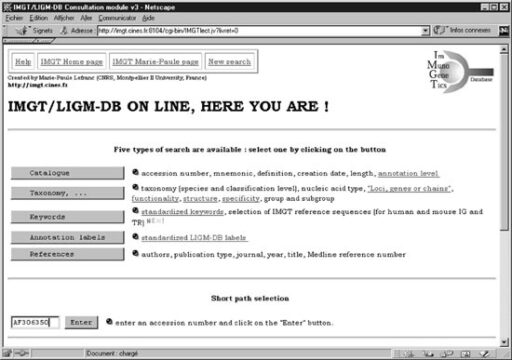 IMGT® databases, web resources and tools for immunoglobulin and T cell receptor sequence analysis, http://imgt.cines.fr