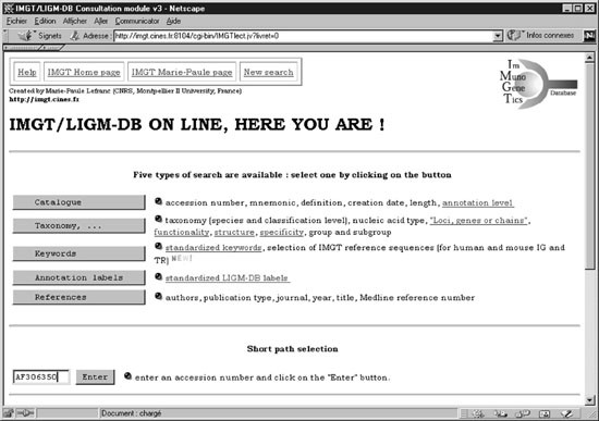 IMGT® databases, web resources and tools for immunoglobulin and T cell receptor sequence analysis, http://imgt.cines.fr