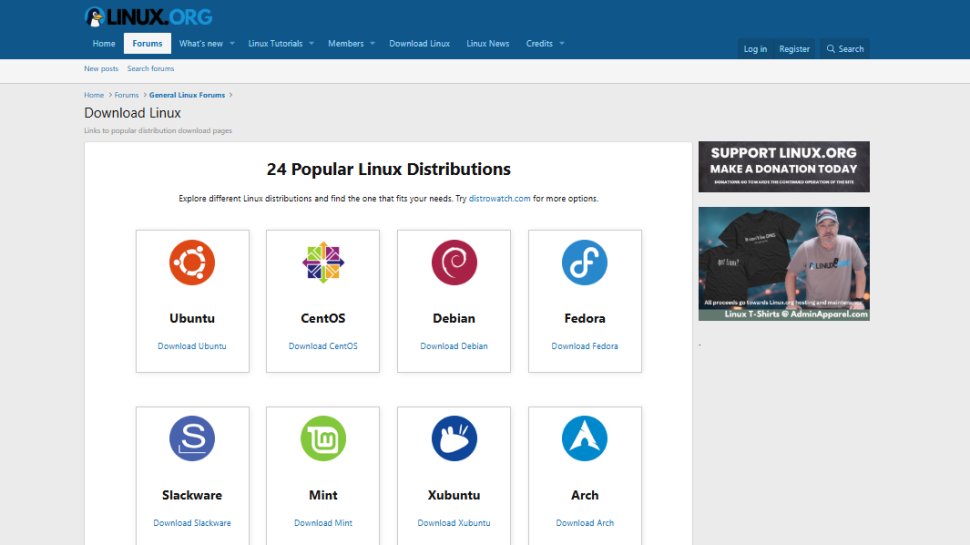 Website screenshot of Linux (December, 2025)