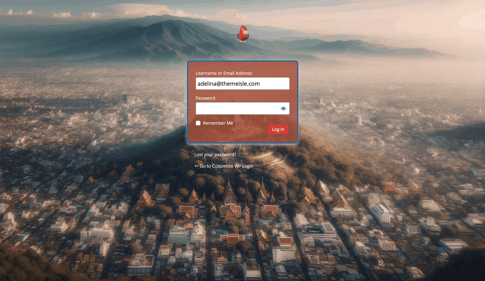 Admin Custom Login result.