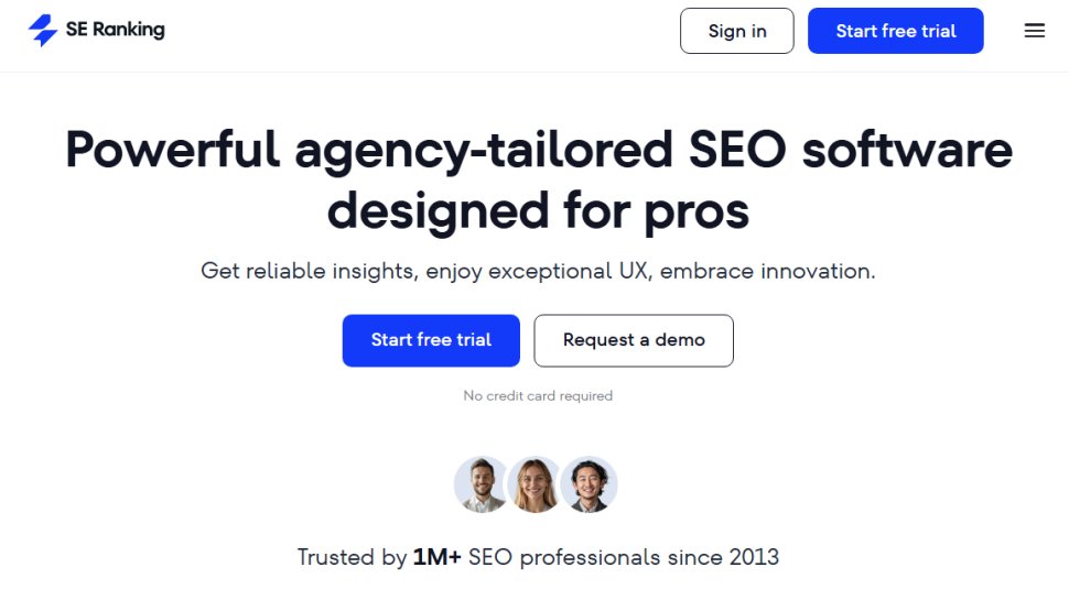 Website screenshot of SE Ranking (August, 2025)