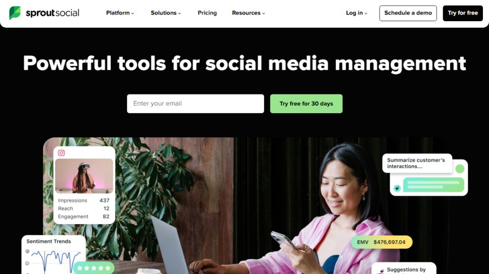 Website screenshot of Sprout Social (November, 2025)