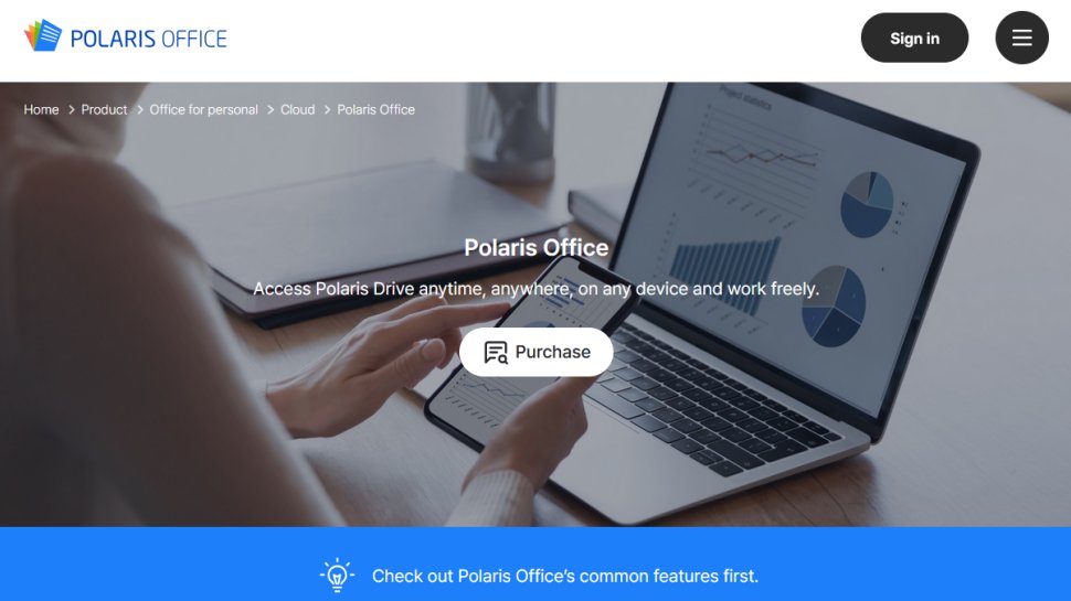 Polaris Office website screenshot (January 2026).