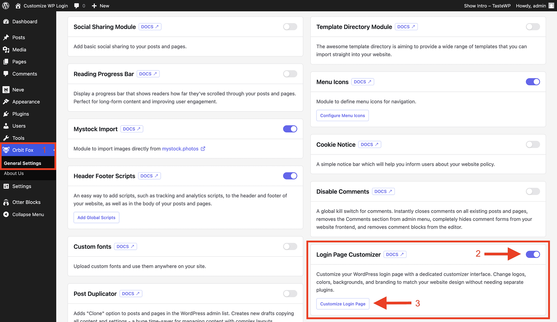 Orbit Fox Login Page Customizer