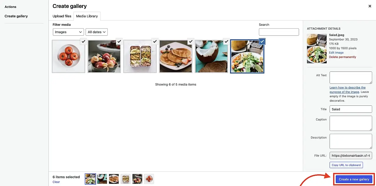 Images added to the gallery and selected.