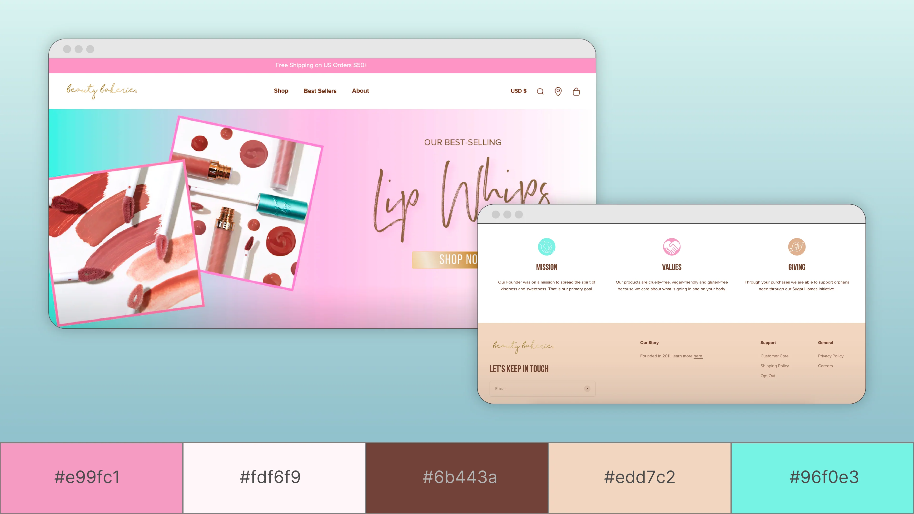 Beauty Bakerie website color scheme.