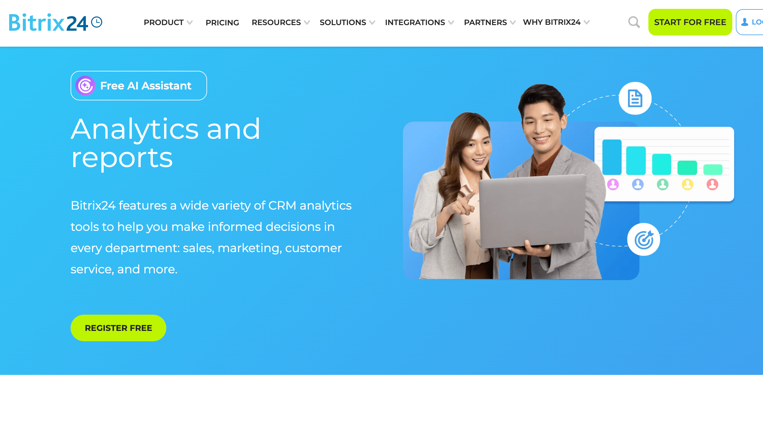 A screenshot of the Bitrix 24 website.