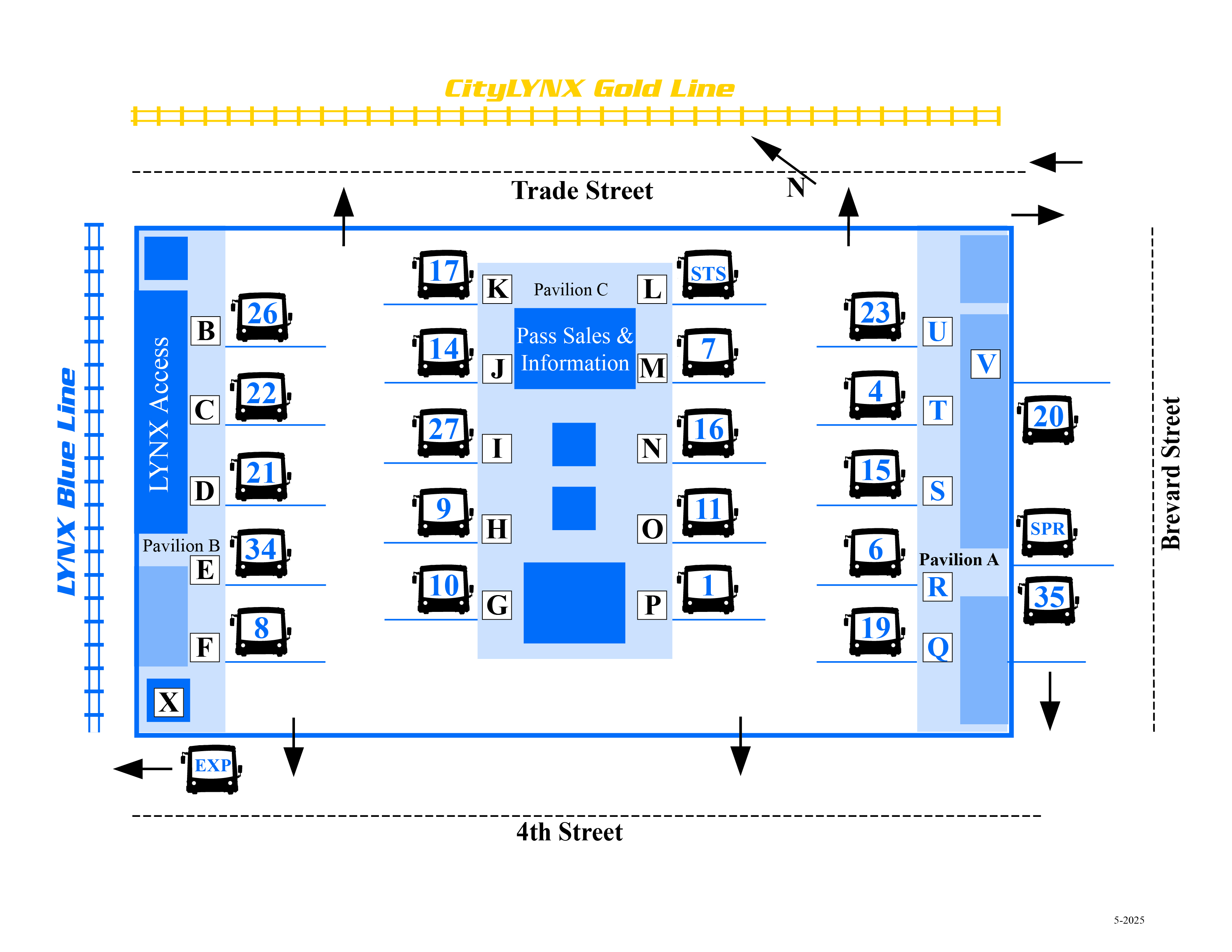 Map of the CATS Charlotte Transportation center with a detailed description below