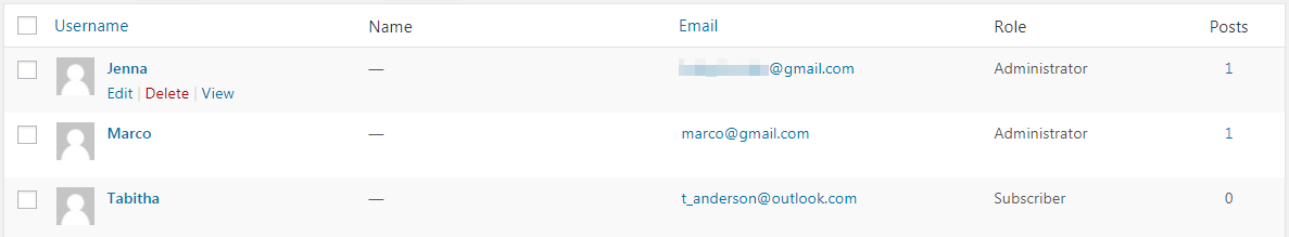 Deleting a user in WordPress.