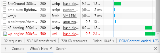 Checking your DOMContentLoaded times.