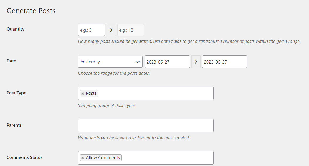 Generating posts in FakerPress.
