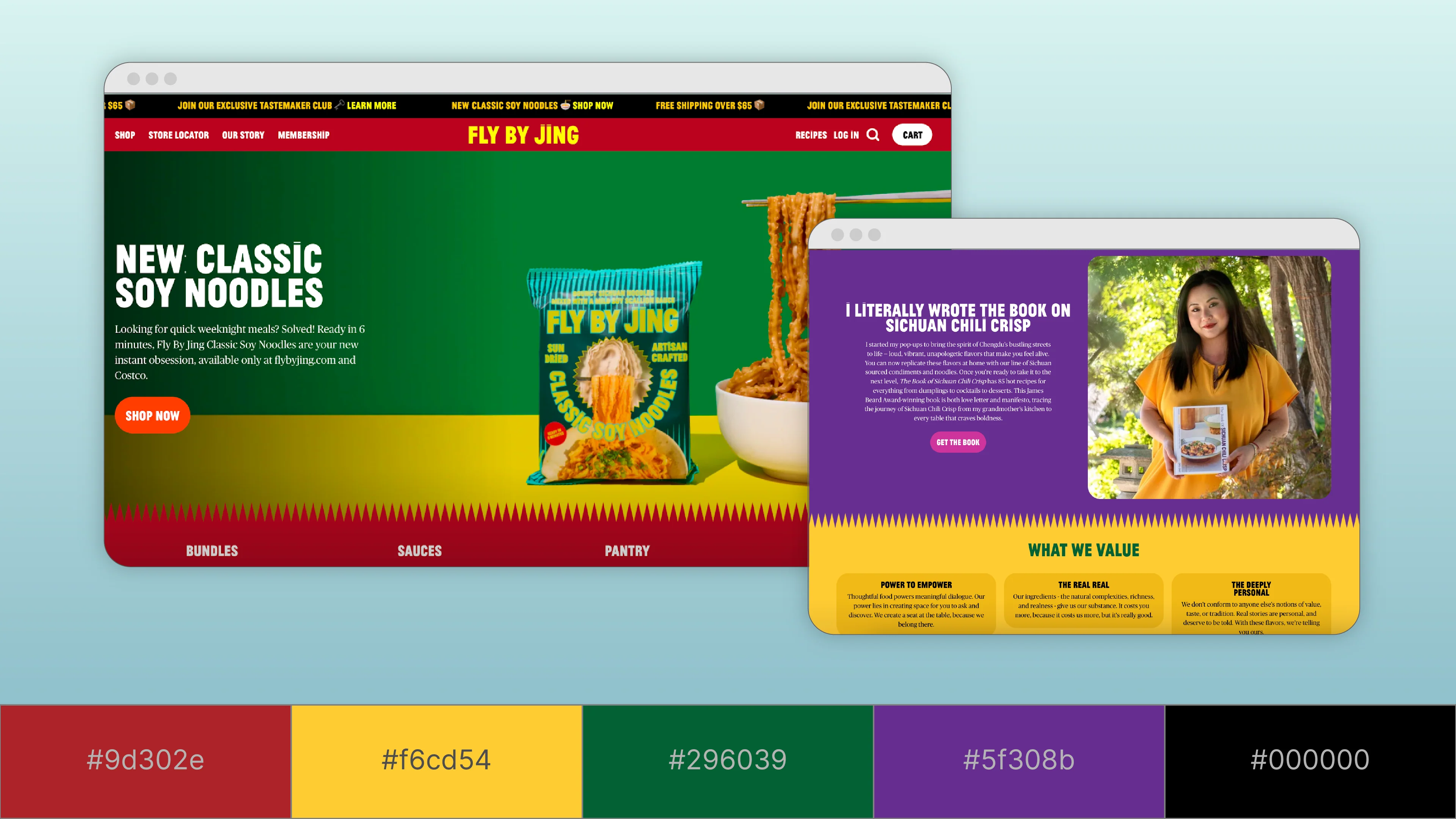 Fly By Jing website color scheme.