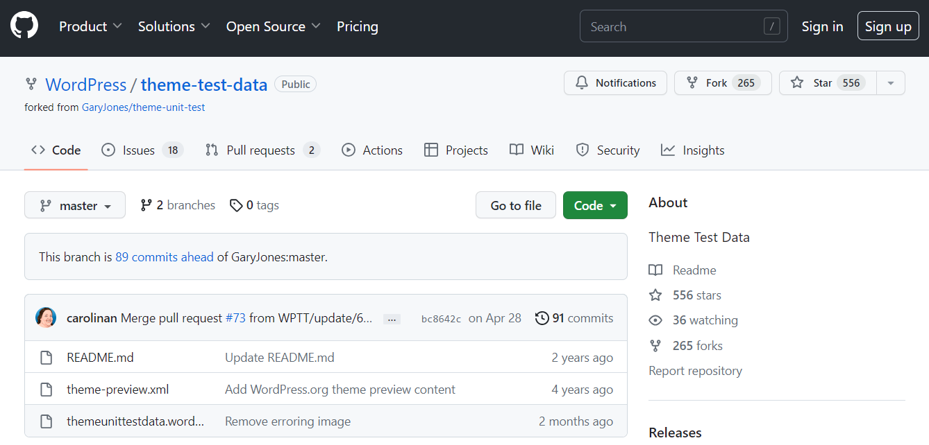 Downloading the theme test data from Github.