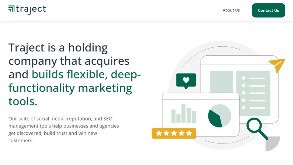 Website screenshot of Traject (November, 2025)