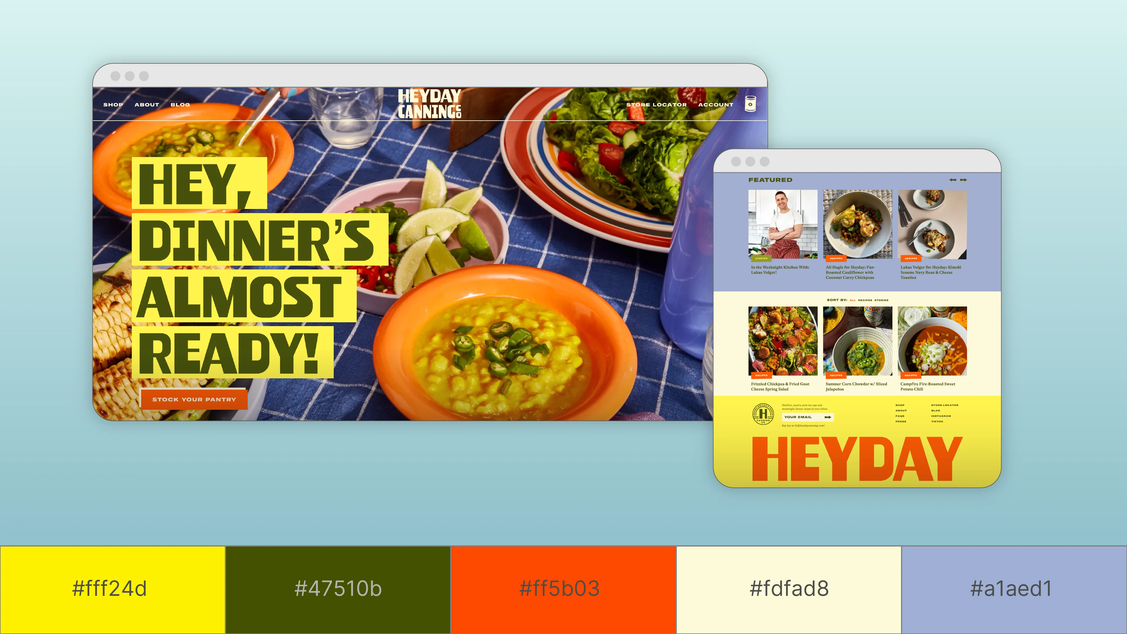 Heyday Canning Co. website color scheme.