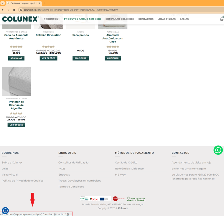 Improper use of code results in a visible bug on the infected website | Source: SilentPush