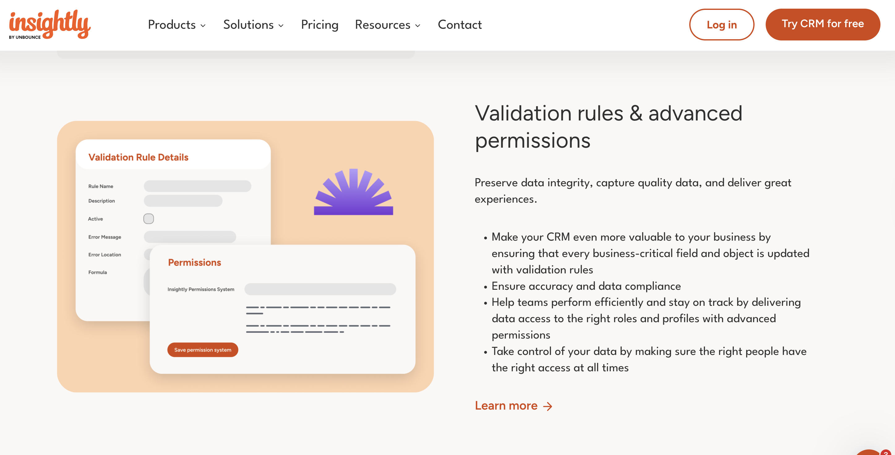 A screenshot of Insightly’s website 
