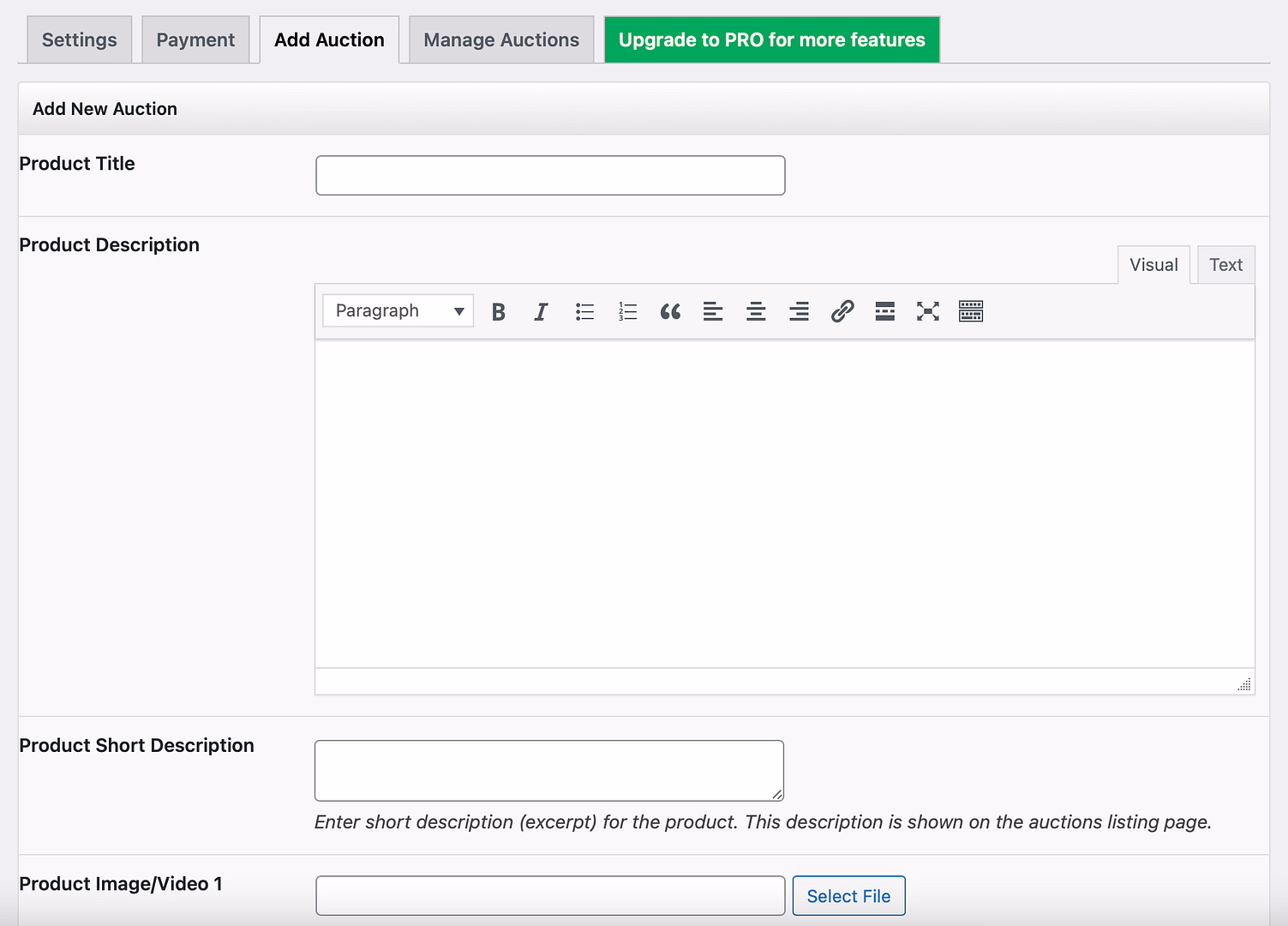 How to list auction items.
