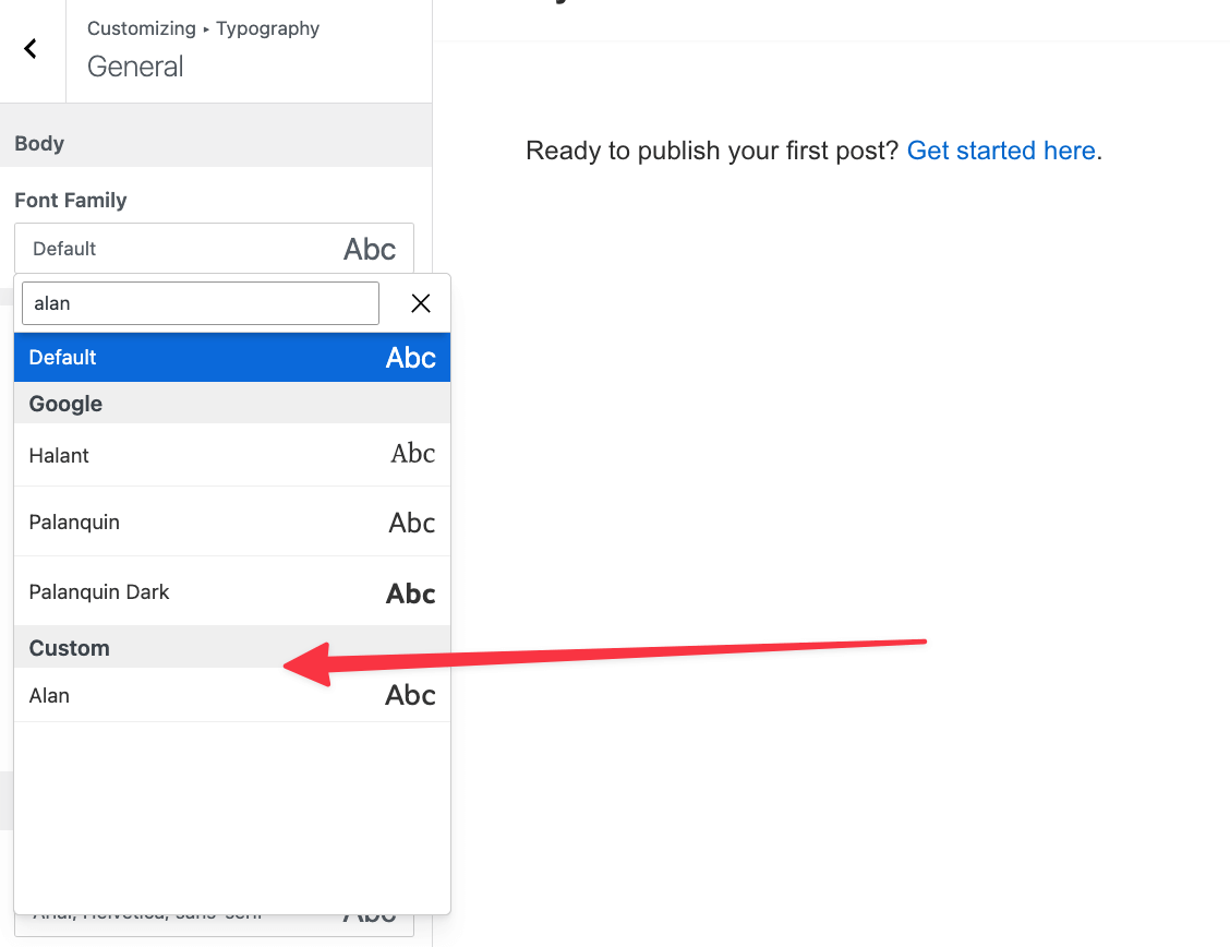 pick from customizer