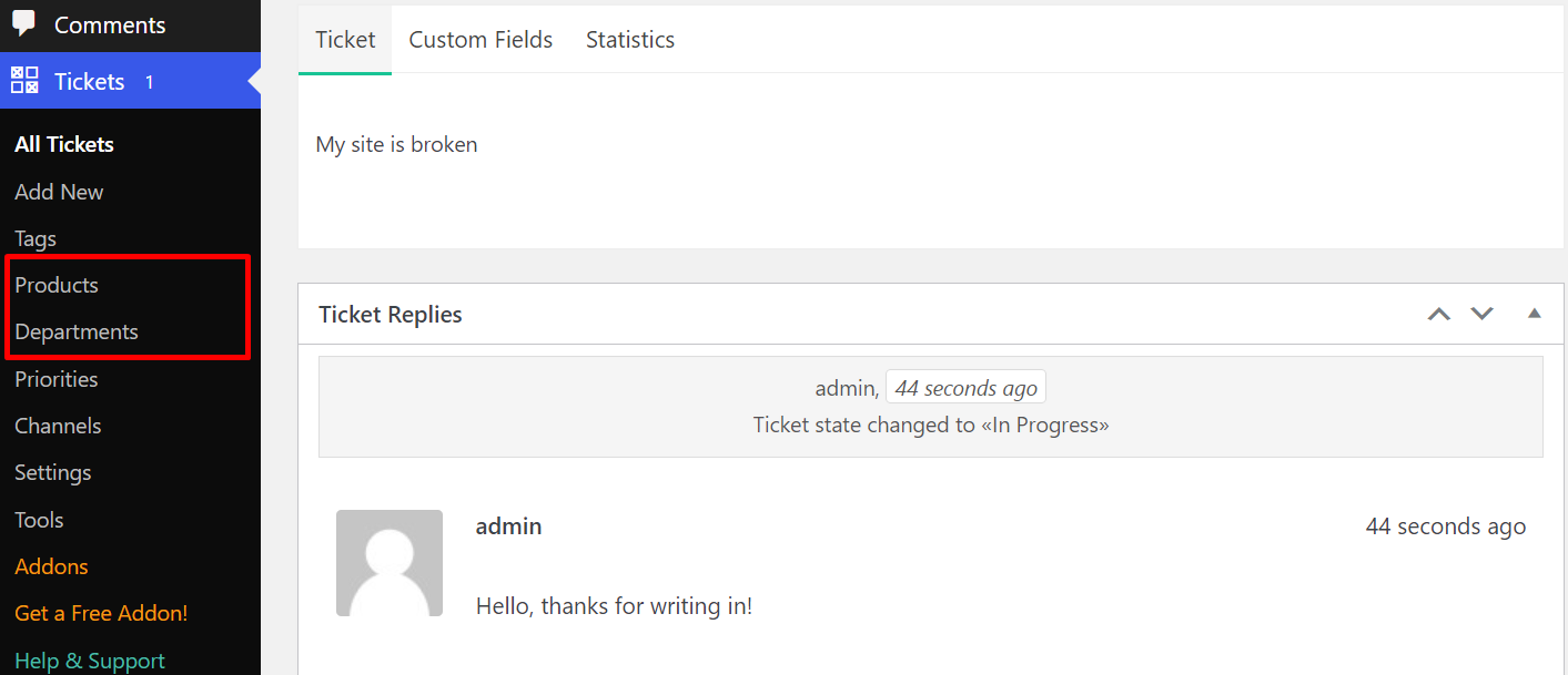 products and departments.