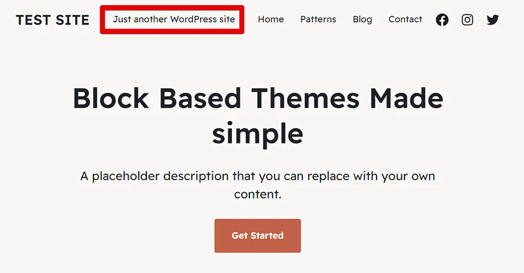 Site tagline in header