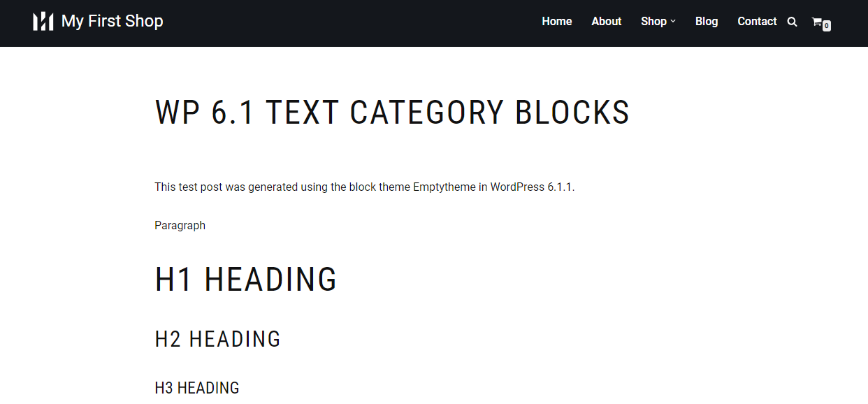 Dummy content in WordPress.