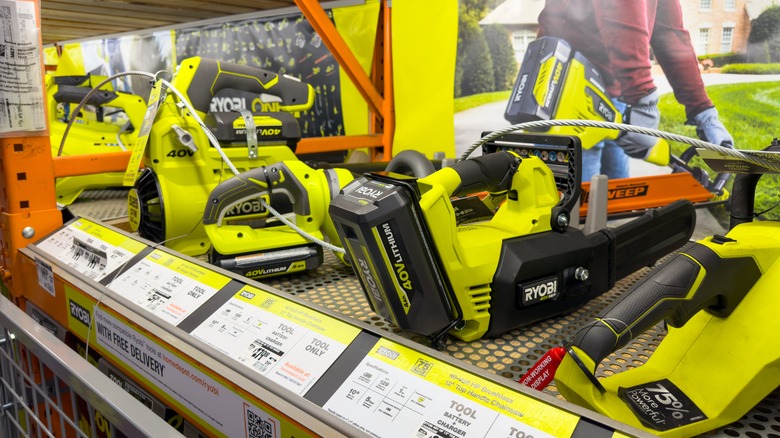 A Ryobi display at a store.