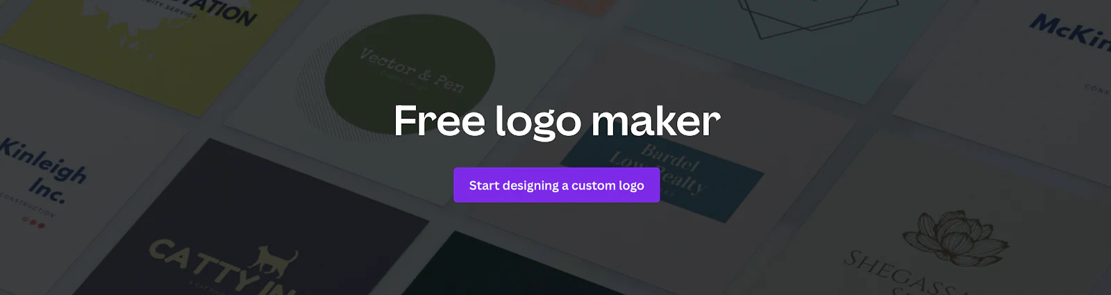 Canva’s Free logo maker page with sample logos.