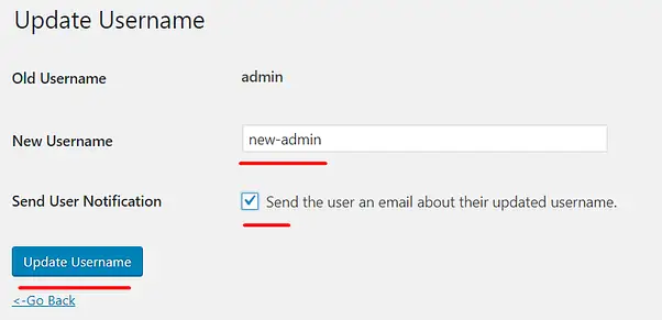 Using a plugin to change WordPress usernames.