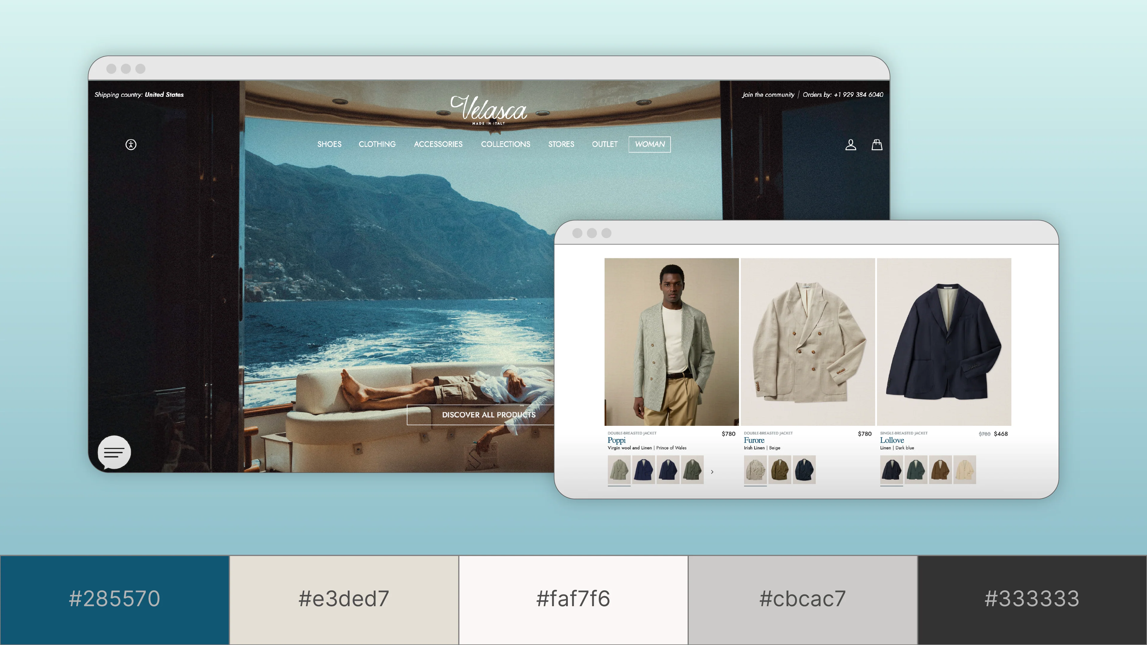 Velasca website color scheme.