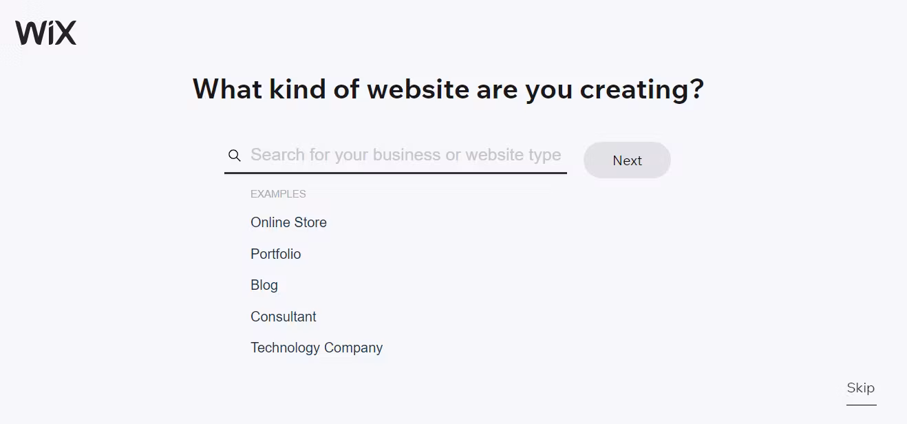 Entering some details for the Wix ADI AI website builders.
