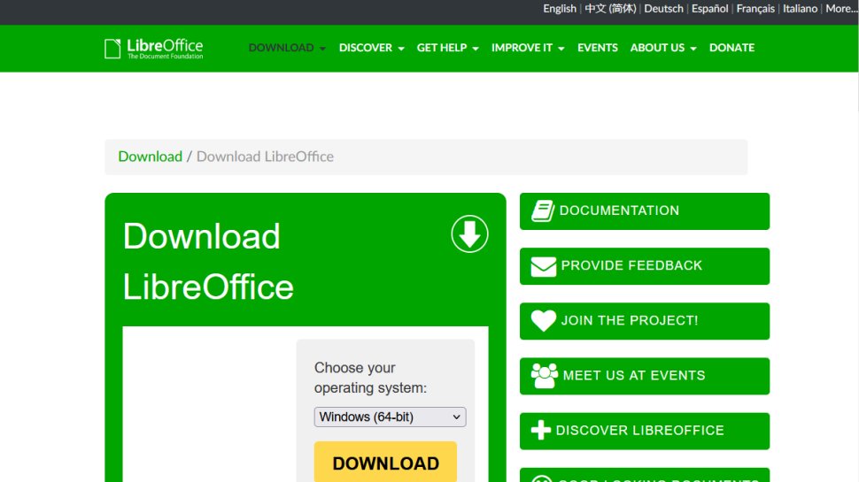 LibreOffice website screenshot (January 2026).