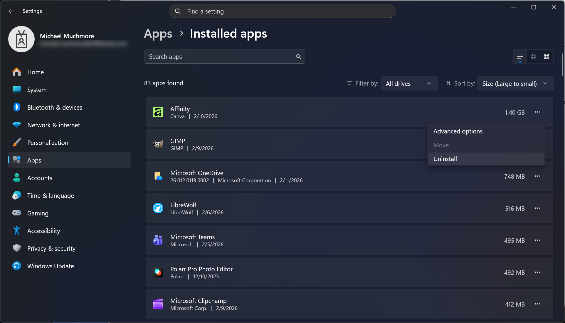 App Settings in Windows 11