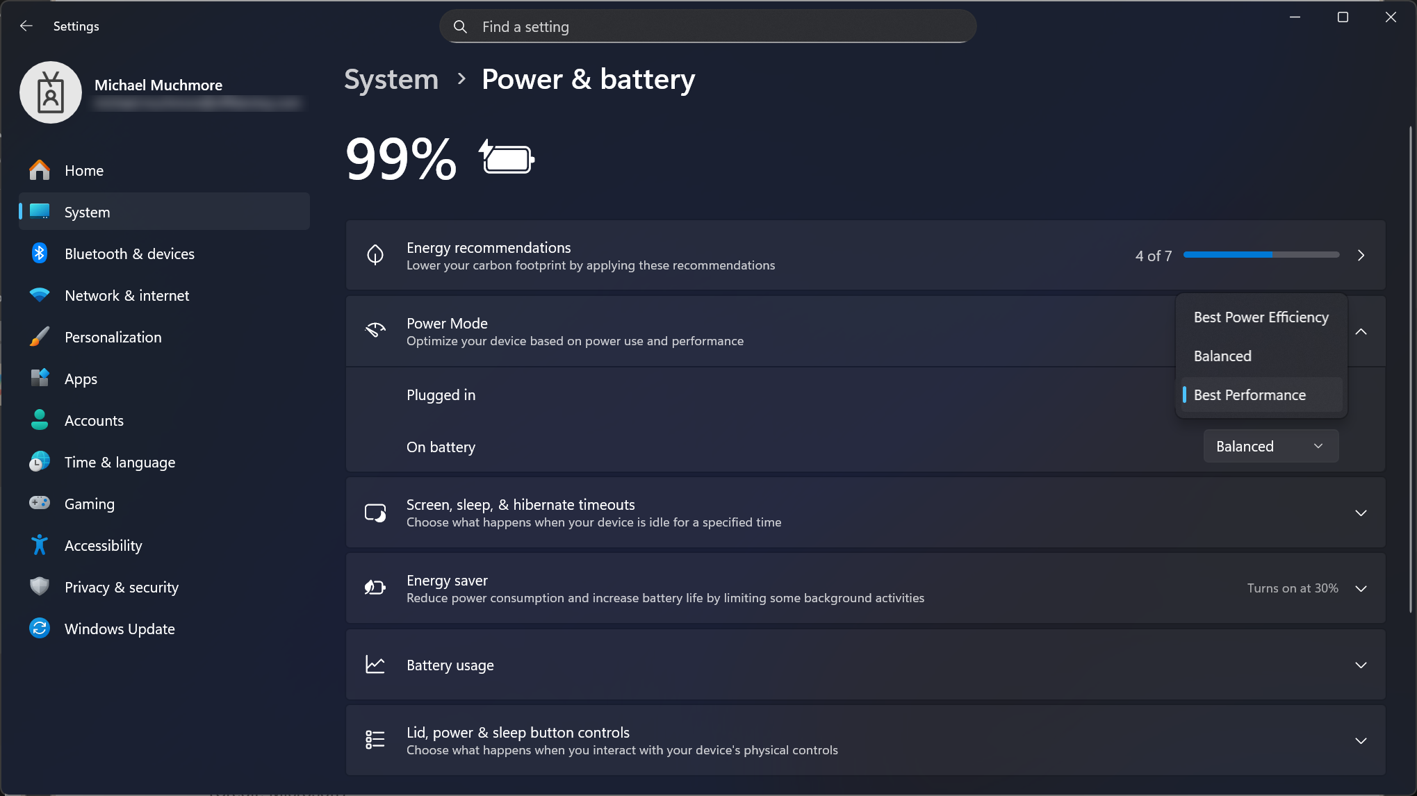 Power Mode in Windows 11