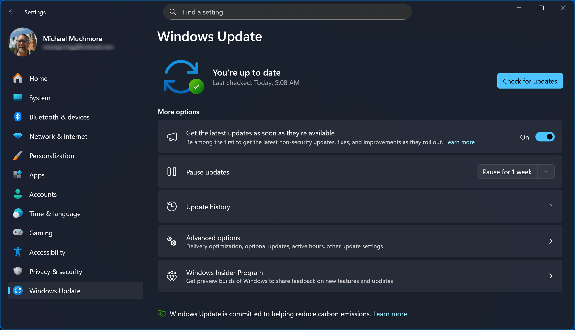 Windows Update settings