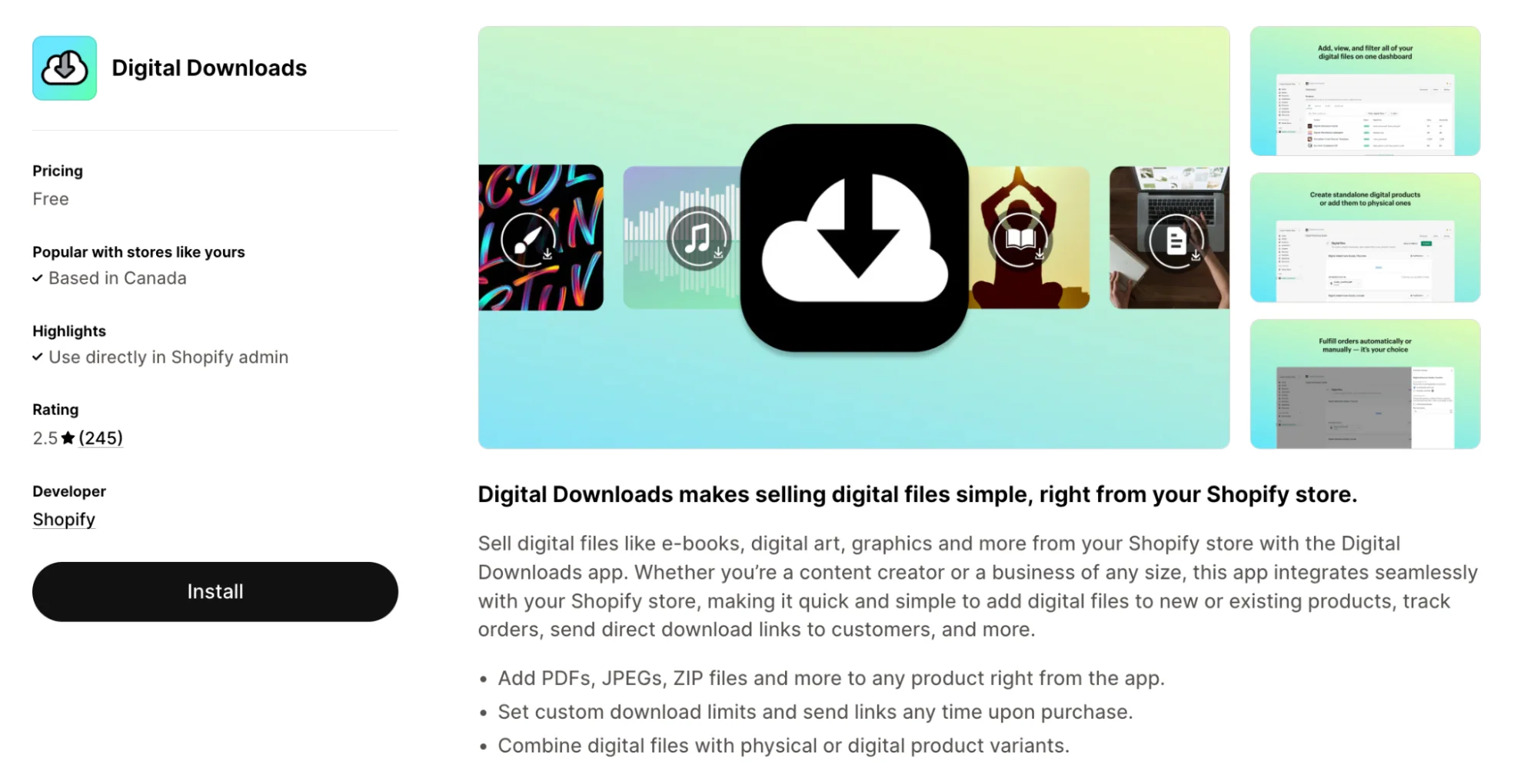 Shopify App Store page for the 