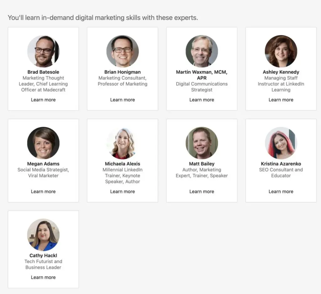 Courses LinkedIn experts