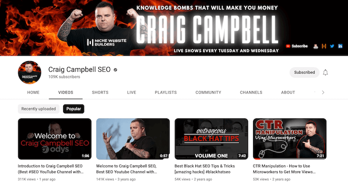 Craig Campbell - SEO YouTube Channel Craig Campbell - SEO YT Channel