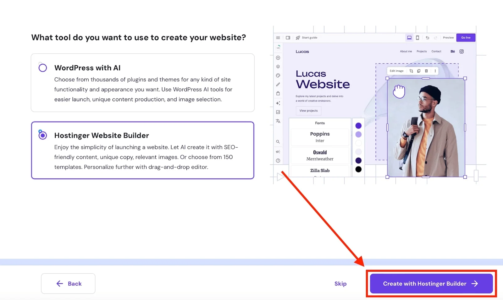 Create Site Hostinger Website Builder