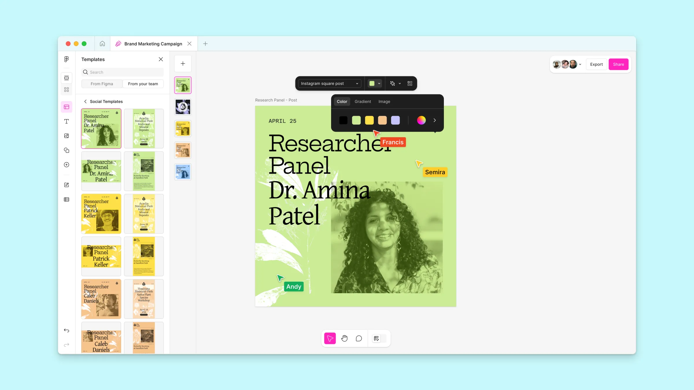 A screenshot of Figma Buzz showing marketing assets.