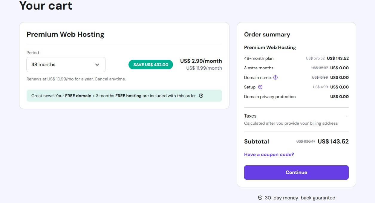 Hostinger Coupon Applied
