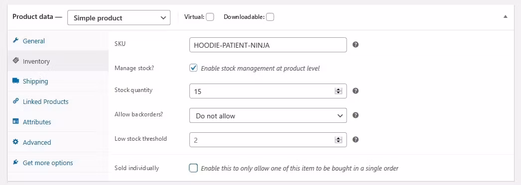 Inventory with auto stock