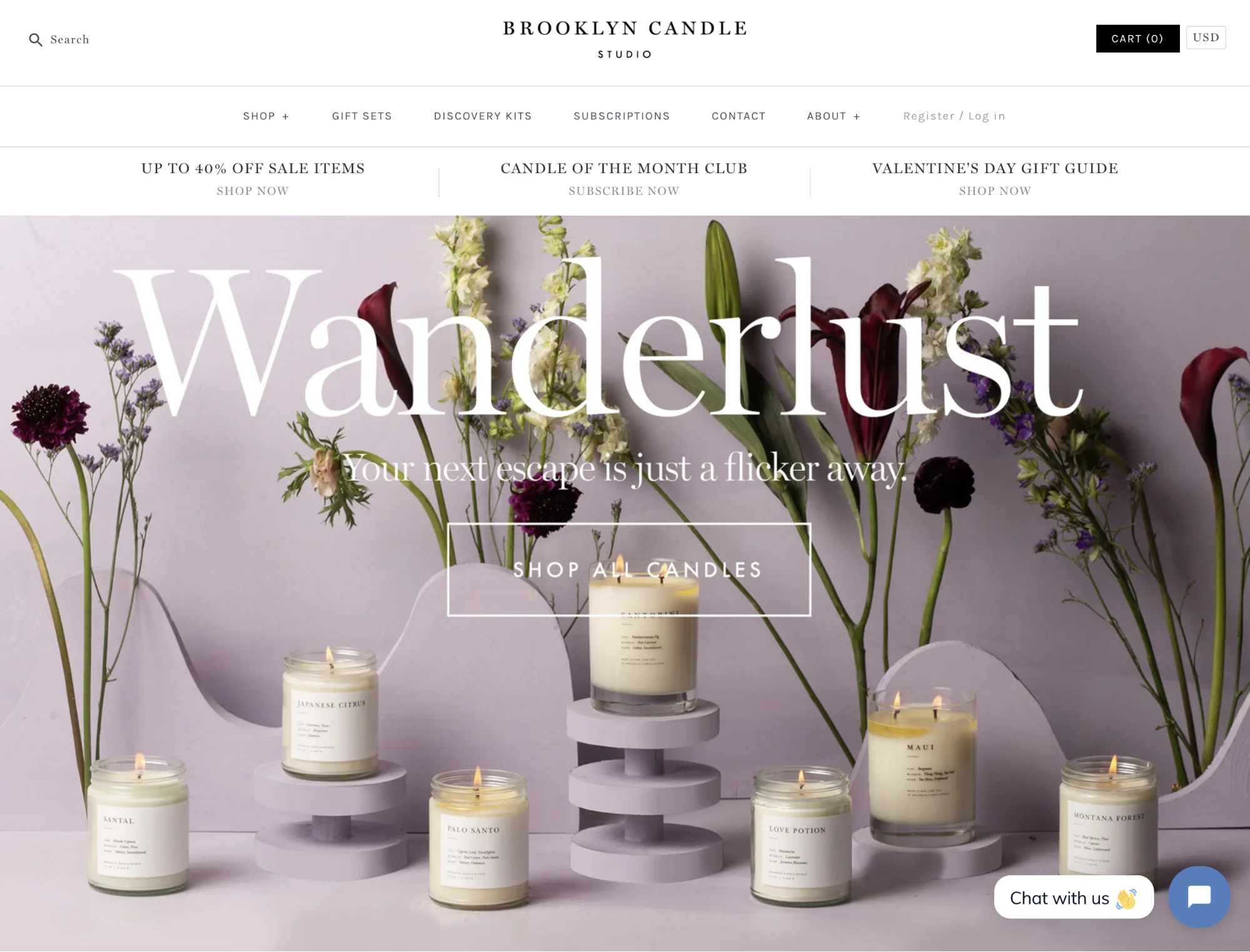 Brooklyn candle studio homepage: