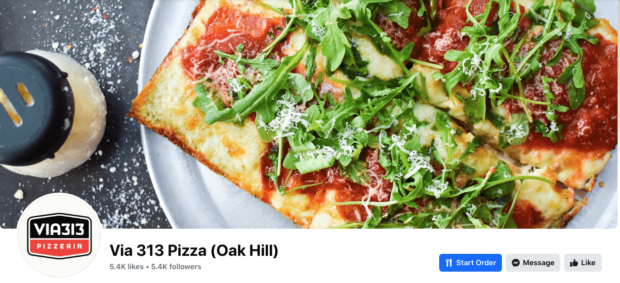 Via 313 Pizza start order CTA button