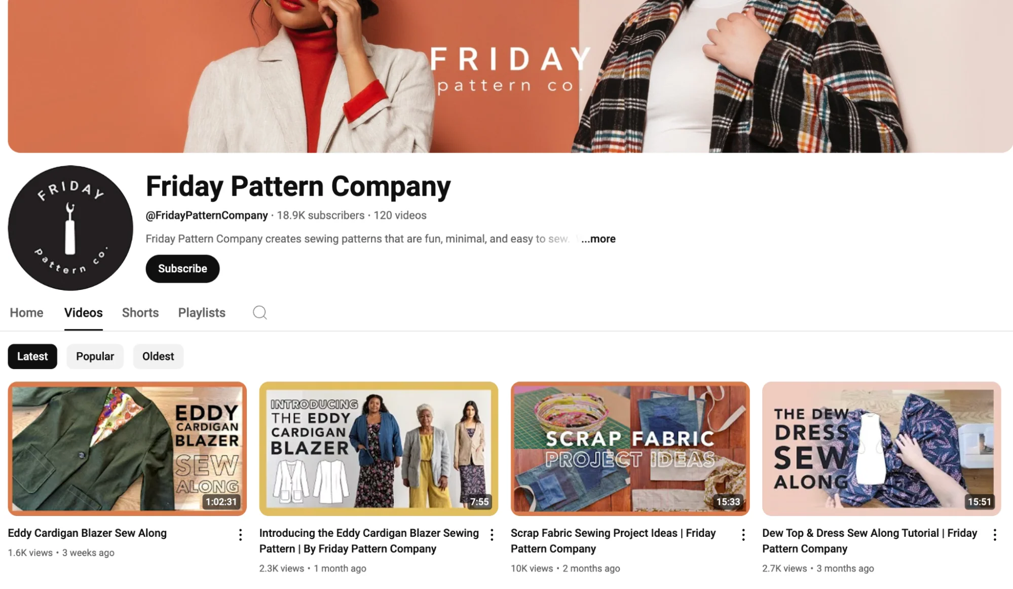 Friday Pattern Company’s YouTube channel with videos on how to sew a blazer.